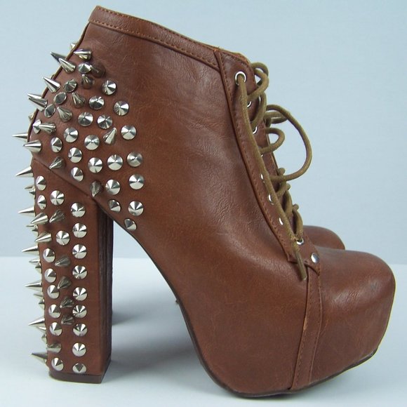 Vintage Shoes - Vintage Brand Sexy Studded Spiked Brown Heels Sz 8